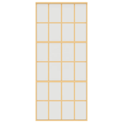 Porta Scorrevole Dorata 90x205 Vetro Smerigliato ESG Alluminio | homemem39