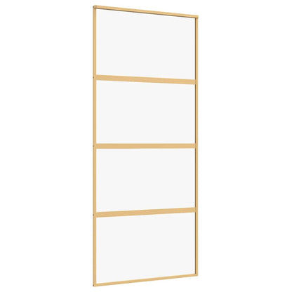 Porta Scorrevole Dorata 90x205 Vetro Trasparente ESG Alluminio - homemem39