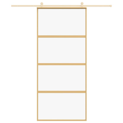 Porta Scorrevole Dorata 90x205 Vetro Trasparente ESG Alluminio - homemem39