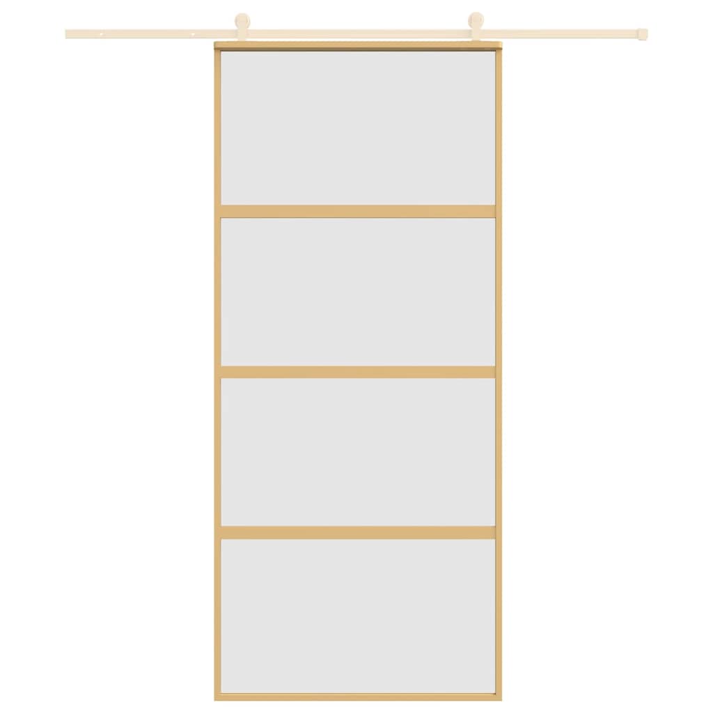 Porta Scorrevole Dorata 90x205 Vetro Smerigliato ESG Alluminio | homemem39