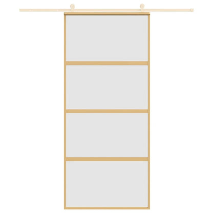 Porta Scorrevole Dorata 90x205 Vetro Smerigliato ESG Alluminio | homemem39