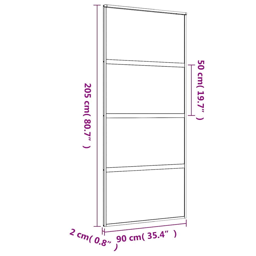 Porta Scorrevole Dorata 90x205 Vetro Smerigliato ESG Alluminio | homemem39