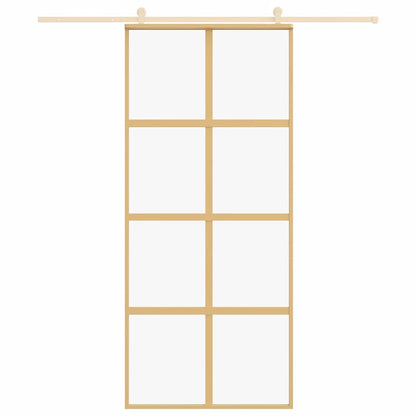 Porta Scorrevole Dorata 90x205 Vetro Trasparente ESG Alluminio - homemem39