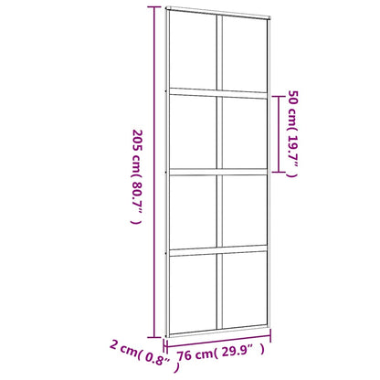 Porta Scorrevole Dorata 76x205 Vetro Smerigliato ESG Alluminio | homemem39