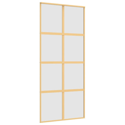Porta Scorrevole Dorata 90x205 Vetro Smerigliato ESG Alluminio | homemem39