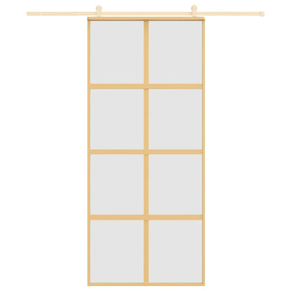Porta Scorrevole Dorata 90x205 Vetro Smerigliato ESG Alluminio | homemem39