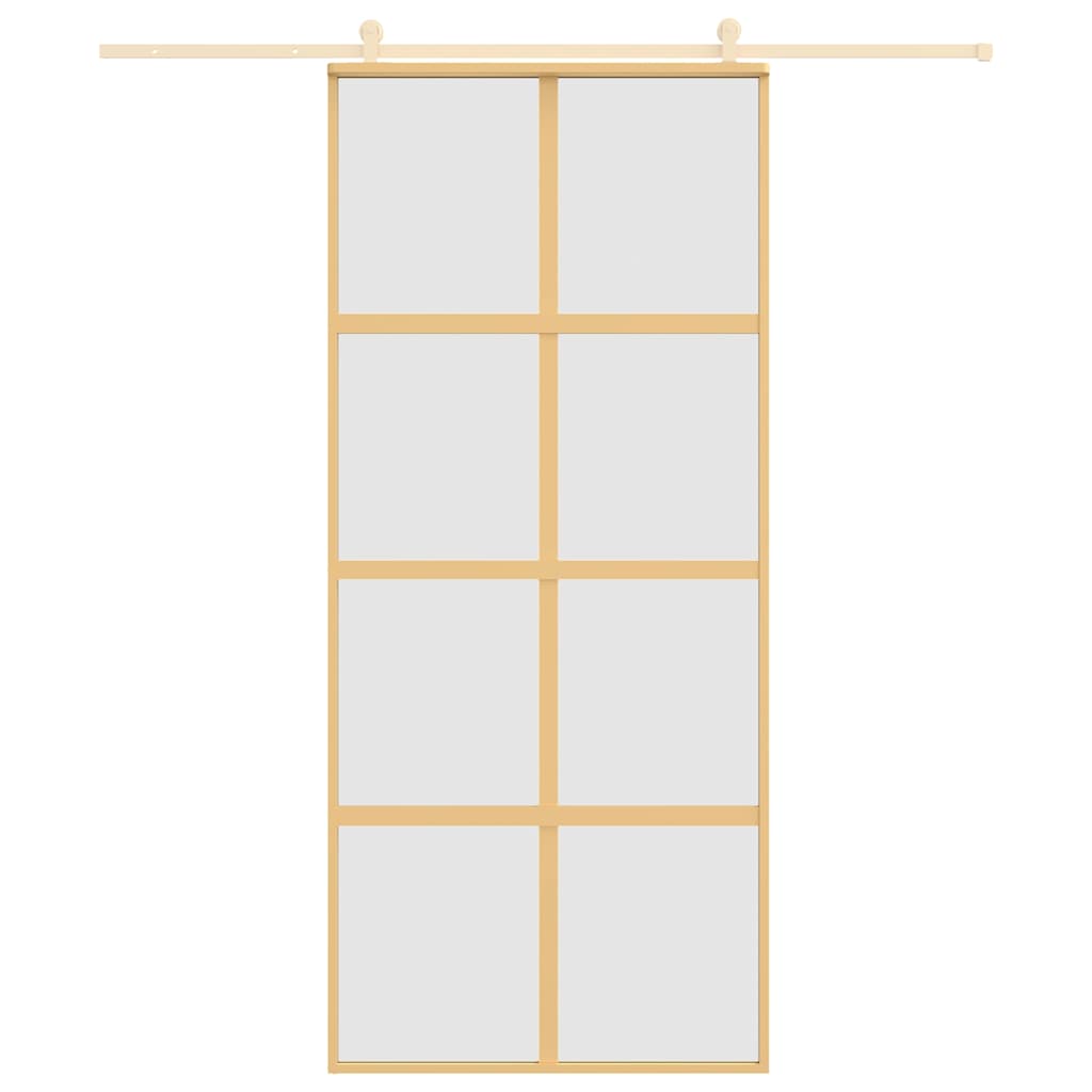 Porta Scorrevole Dorata 90x205 Vetro Smerigliato ESG Alluminio - homemem39