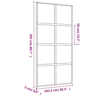 Porta Scorrevole Oro 102,5x205 Vetro Smerigliato ESG Alluminio - homemem39