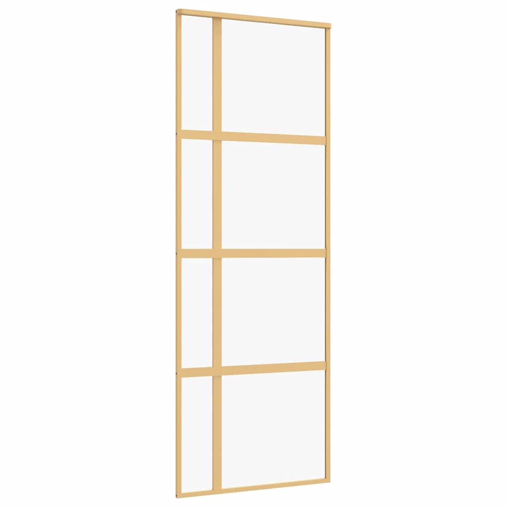 Porta Scorrevole Dorata 76x205 Vetro Trasparente ESG Alluminio - homemem39