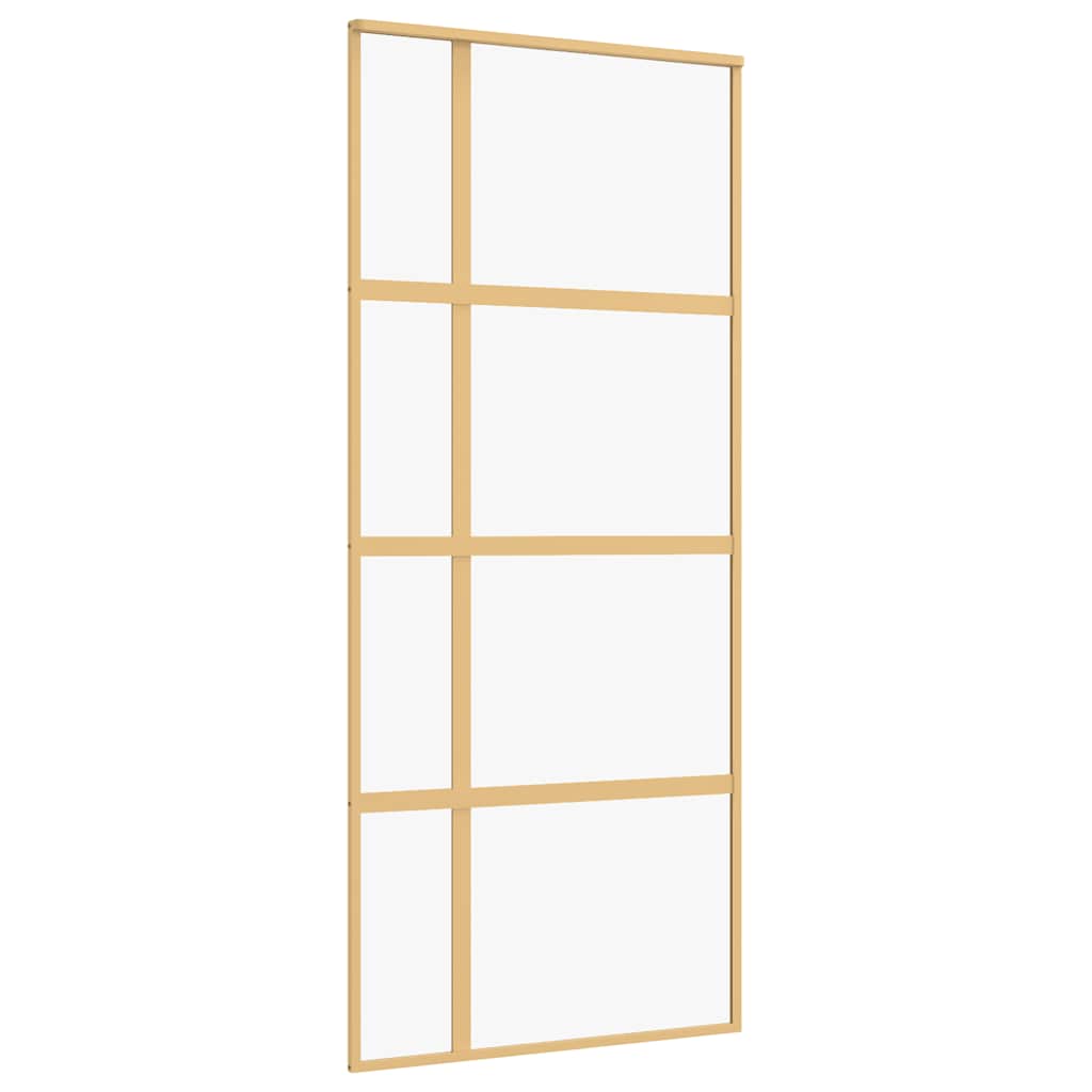 Porta Scorrevole Dorata 90x205 Vetro Trasparente ESG Alluminio | homemem39