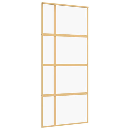 Porta Scorrevole Dorata 90x205 Vetro Trasparente ESG Alluminio | homemem39