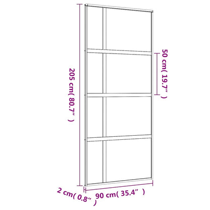 Porta Scorrevole Dorata 90x205 Vetro Trasparente ESG Alluminio | homemem39