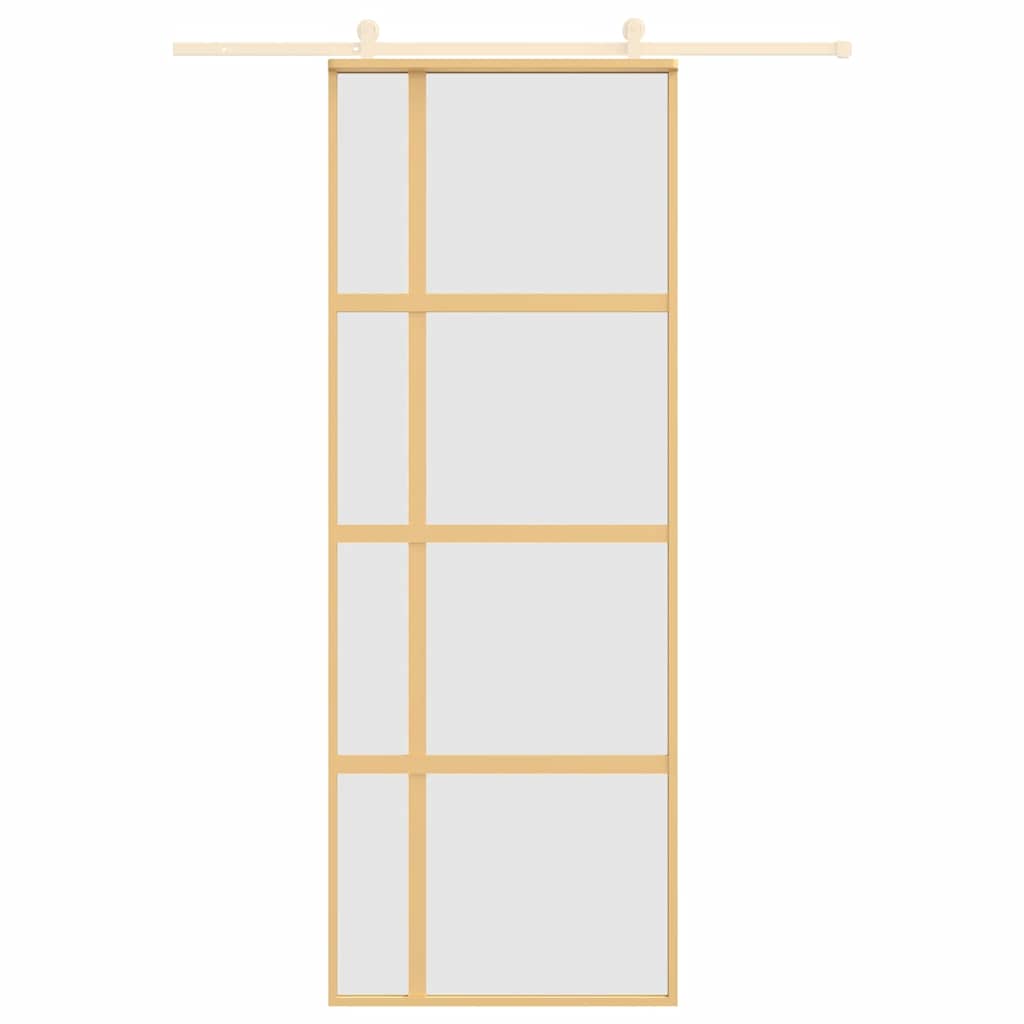 Porta Scorrevole Dorata 76x205 Vetro Smerigliato ESG Alluminio | homemem39