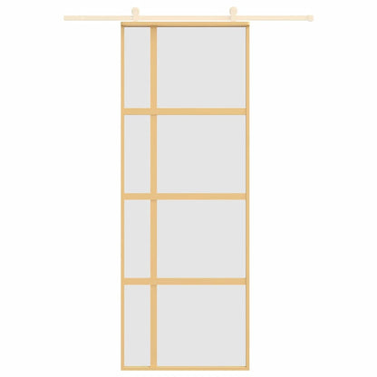 Porta Scorrevole Dorata 76x205 Vetro Smerigliato ESG Alluminio | homemem39