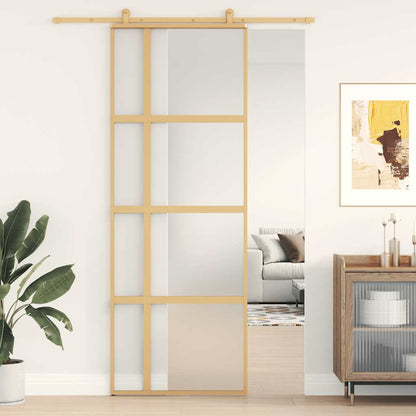 Porta Scorrevole Dorata 76x205 Vetro Smerigliato ESG Alluminio | homemem39