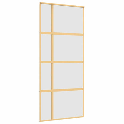 Porta Scorrevole Dorata 90x205 Vetro Smerigliato ESG Alluminio | homemem39