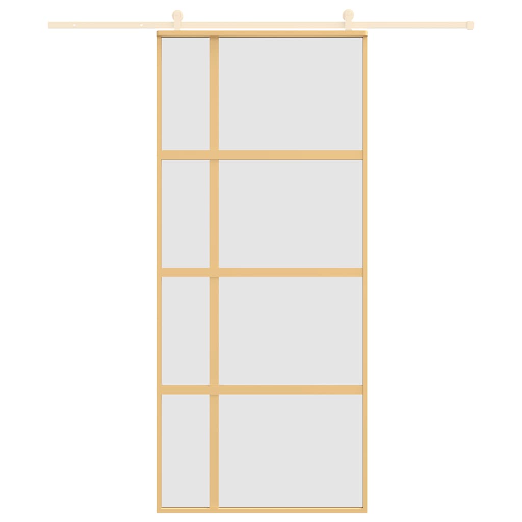 Porta Scorrevole Dorata 90x205 Vetro Smerigliato ESG Alluminio | homemem39