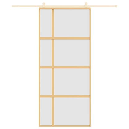 Porta Scorrevole Dorata 90x205 Vetro Smerigliato ESG Alluminio | homemem39