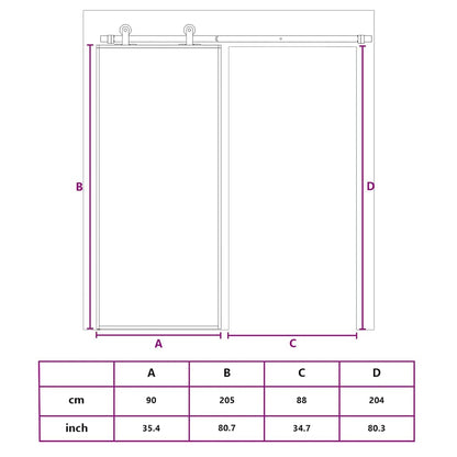 Porta Scorrevole Dorata 90x205 Vetro Smerigliato ESG Alluminio | homemem39