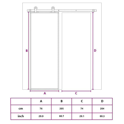 Porta Scorrevole Nera 76x205 cm in Vetro Temperato e Alluminio | homemem39