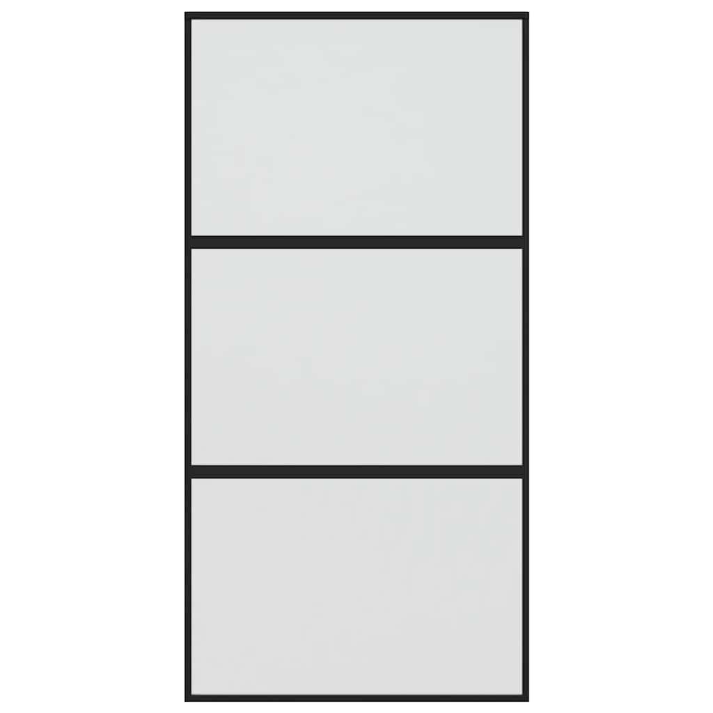 Porta Scorrevole Nera 102,5x205 cm Vetro Temperato e Alluminio | homemem39