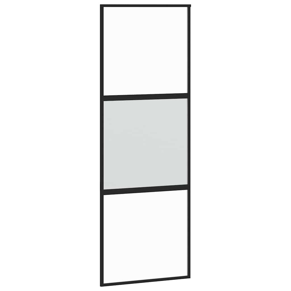 Porta Scorrevole Nera 76x205 cm in Vetro Temperato e Alluminio | homemem39