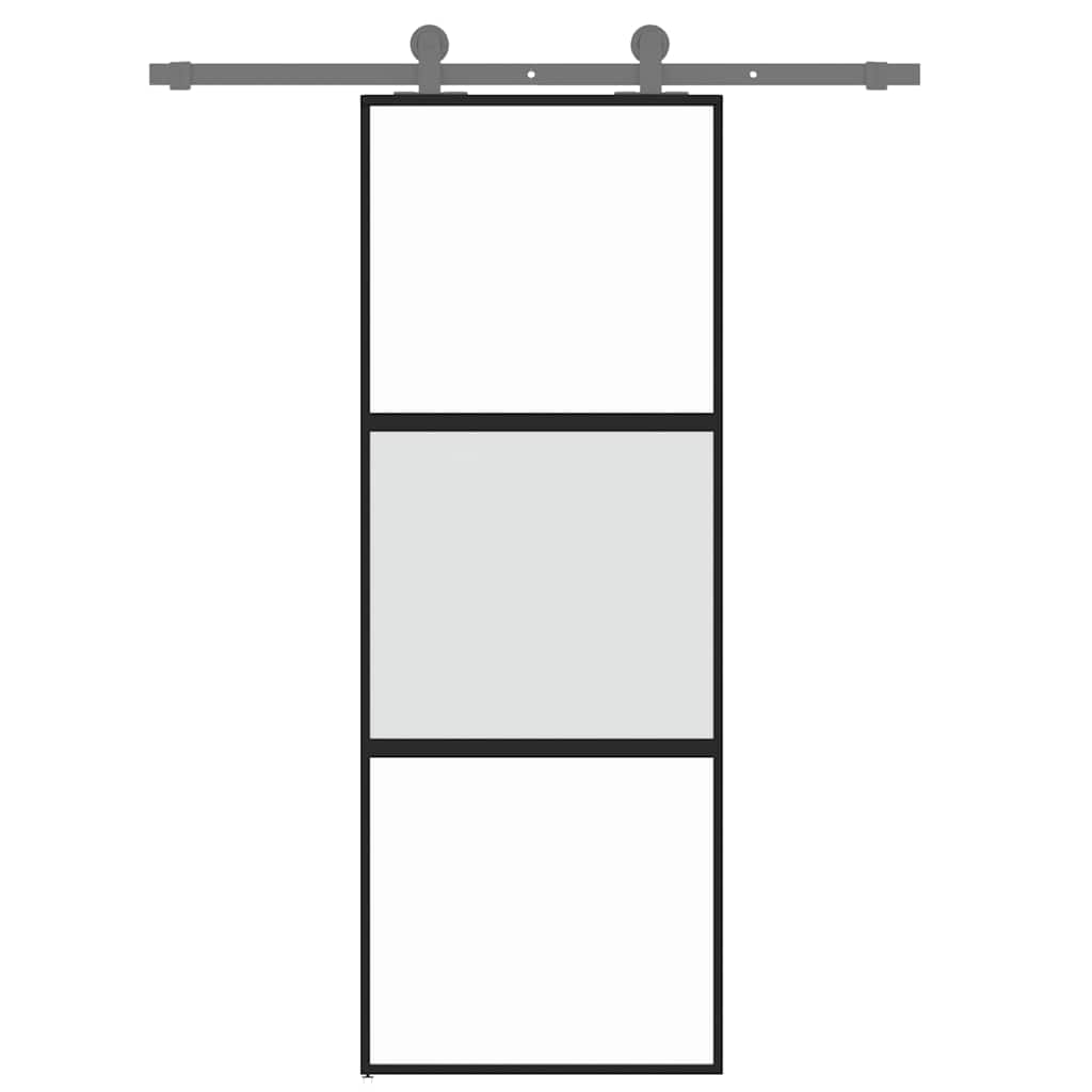 Porta Scorrevole Nera 76x205 cm in Vetro Temperato e Alluminio | homemem39