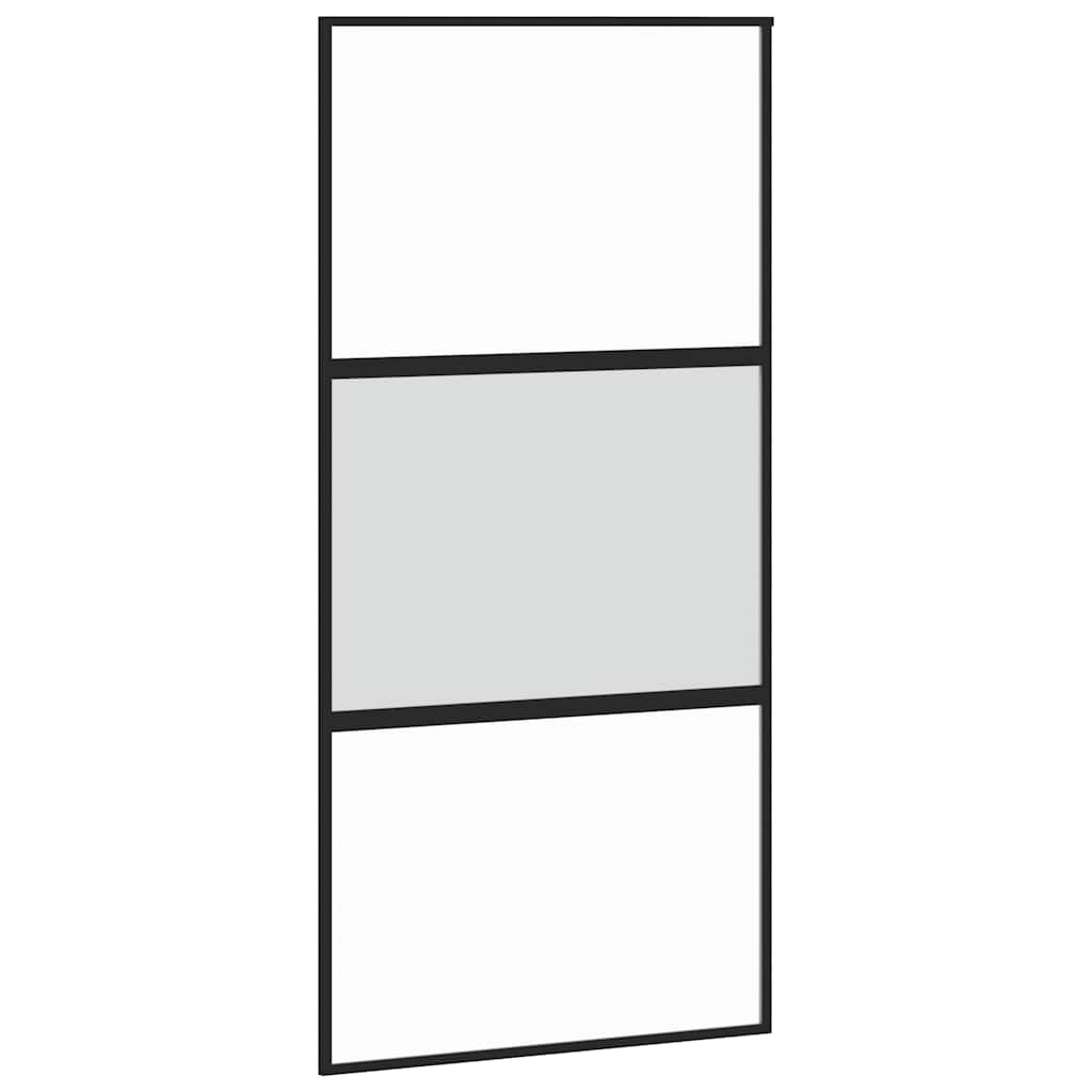 Porta Scorrevole Nera 102,5x205 cm Vetro Temperato e Alluminio | homemem39