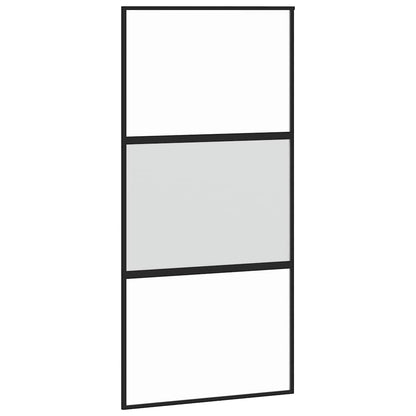 Porta Scorrevole Nera 102,5x205 cm Vetro Temperato e Alluminio | homemem39