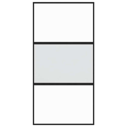 Porta Scorrevole Nera 102,5x205 cm Vetro Temperato e Alluminio | homemem39