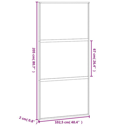 Porta Scorrevole Nera 102,5x205 cm Vetro Temperato e Alluminio | homemem39