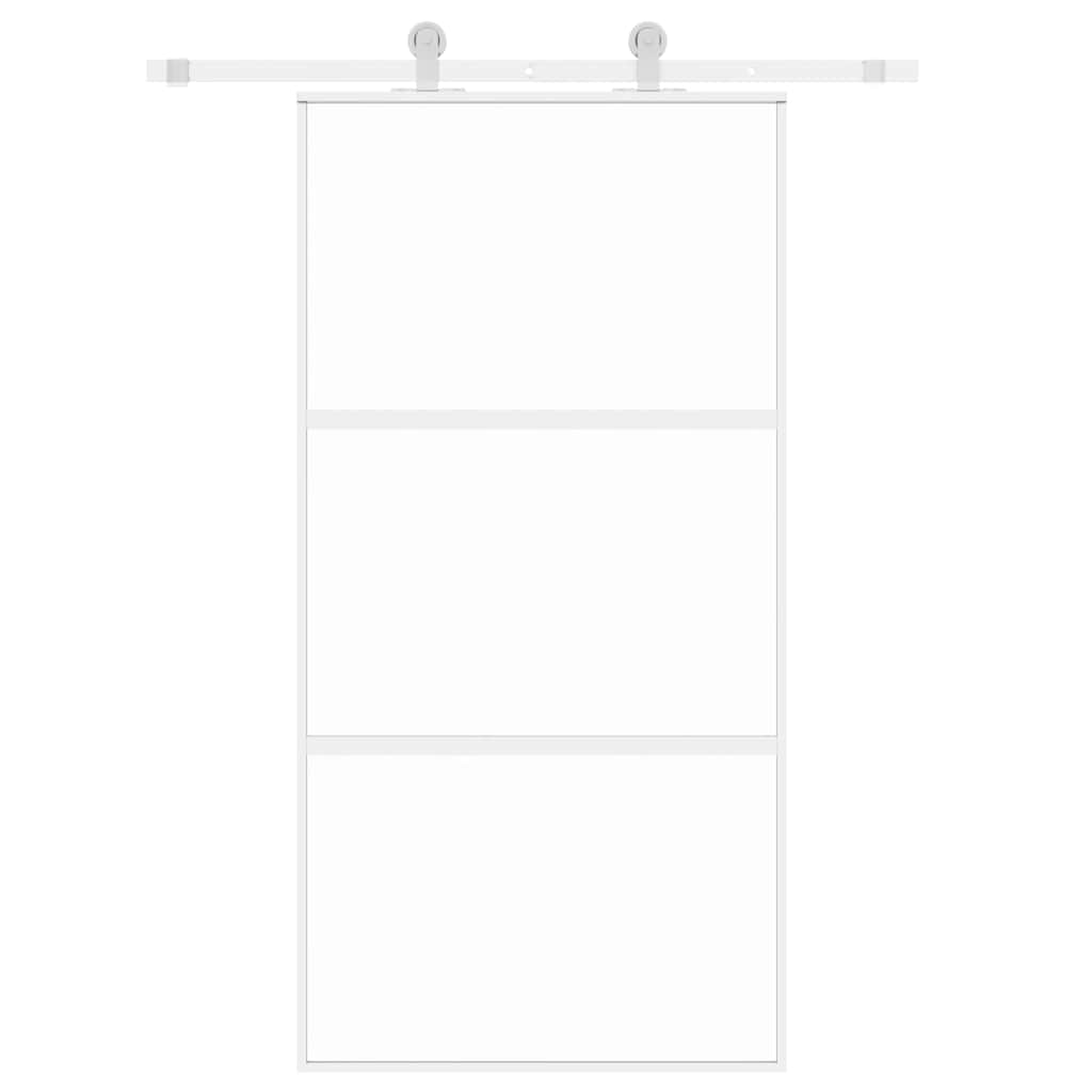 Porta Scorrevole Bianca 102,5x205cm Vetro Temperato e Alluminio - homemem39