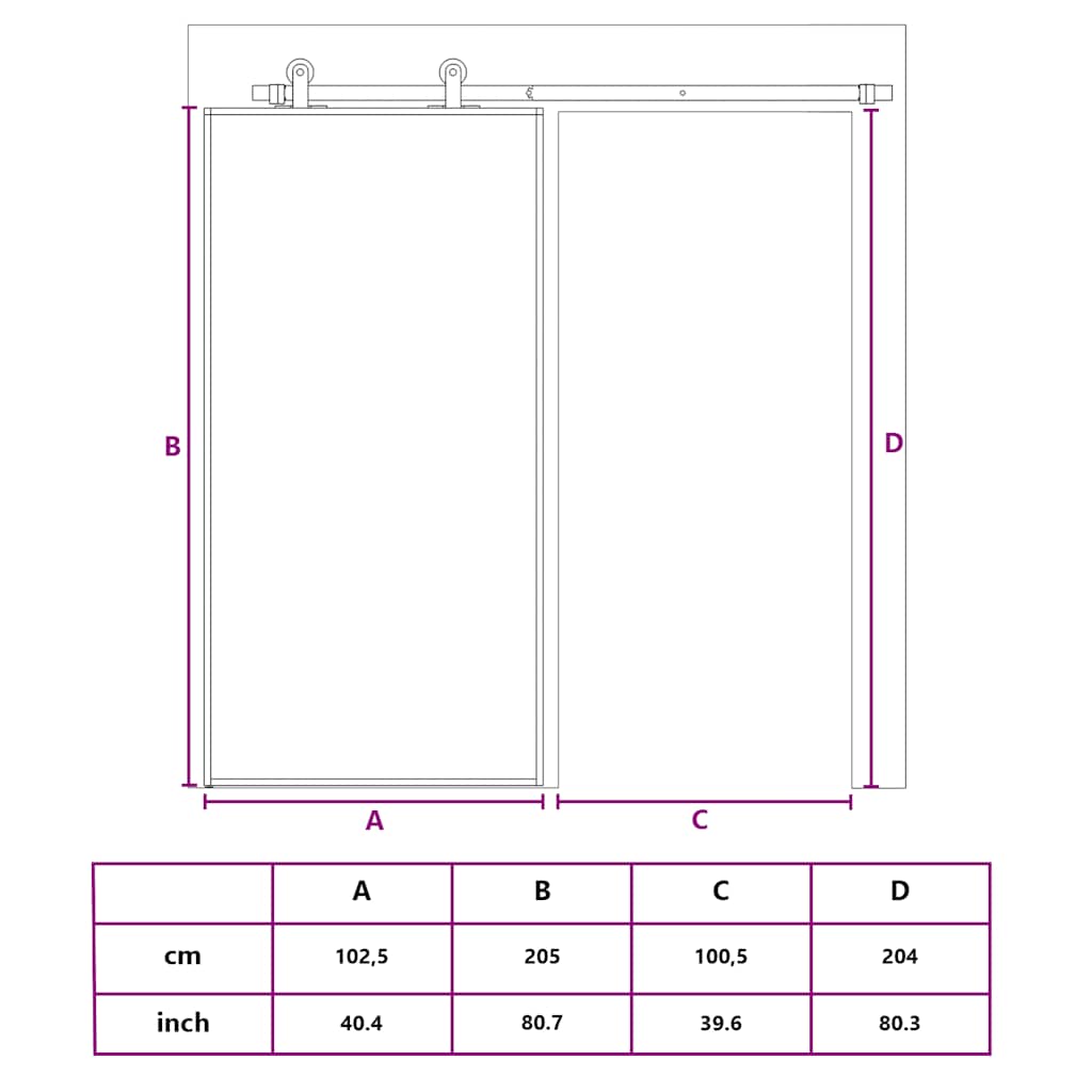 Porta Scorrevole Bianca 102,5x205cm Vetro Temperato e Alluminio | homemem39
