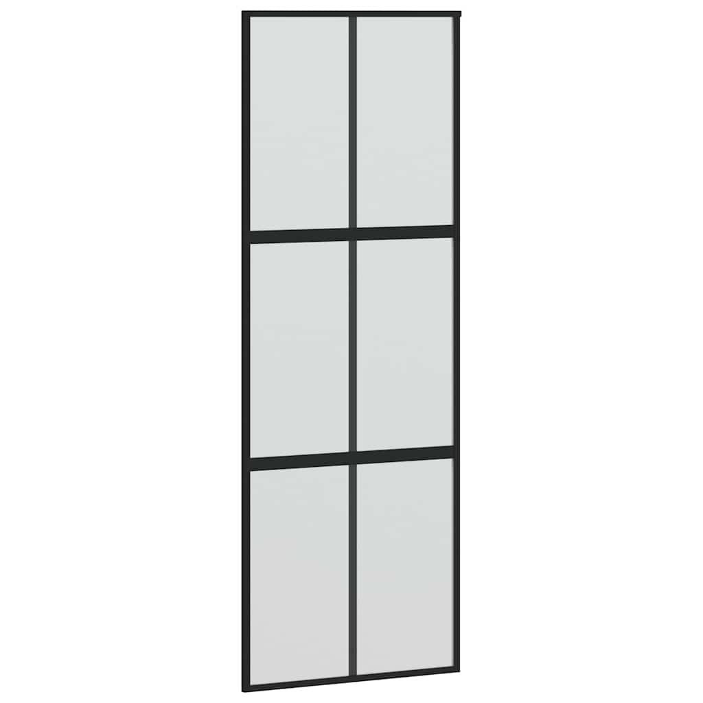 Porta Scorrevole Nera 76x205 cm in Vetro Temperato e Alluminio | homemem39