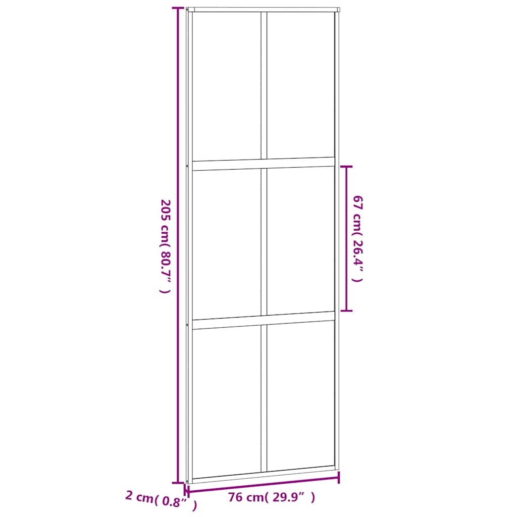 Porta Scorrevole Nera 76x205 cm in Vetro Temperato e Alluminio | homemem39