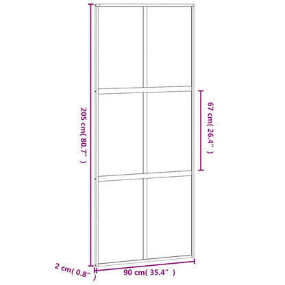Porta Scorrevole Nera 90x205 cm in Vetro Temperato e Alluminio | homemem39