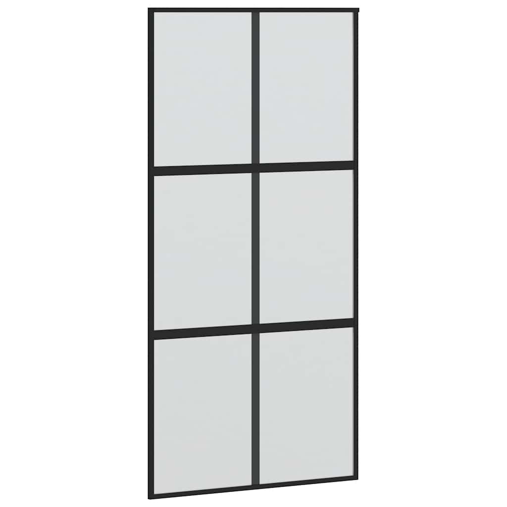 Porta Scorrevole Nera 102,5x205 cm Vetro Temperato e Alluminio | homemem39