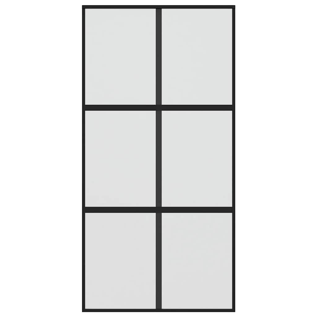 Porta Scorrevole Nera 102,5x205 cm Vetro Temperato e Alluminio | homemem39