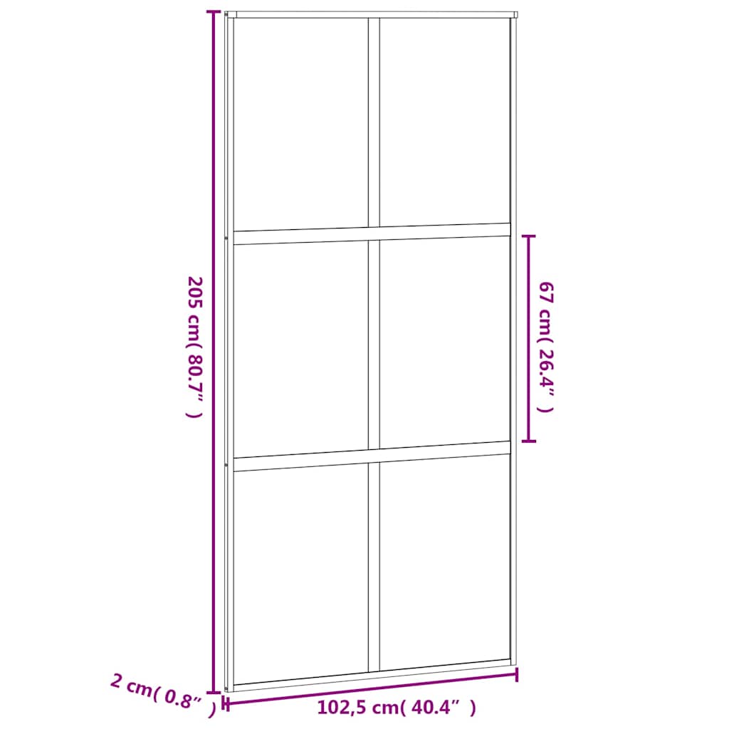 Porta Scorrevole Nera 102,5x205 cm Vetro Temperato e Alluminio | homemem39
