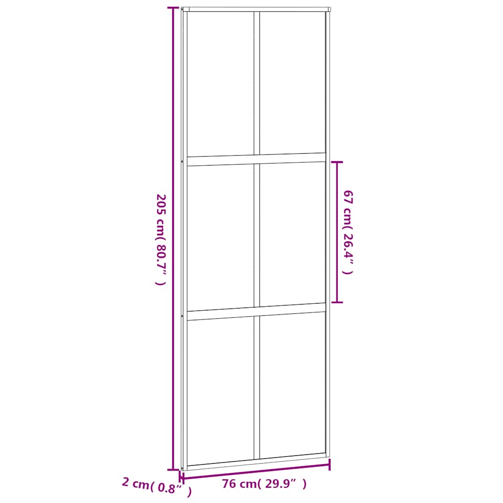 Porta Scorrevole Nera 76x205 cm in Vetro Temperato e Alluminio | homemem39