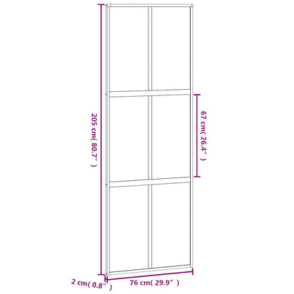 Porta Scorrevole Nera 76x205 cm in Vetro Temperato e Alluminio | homemem39