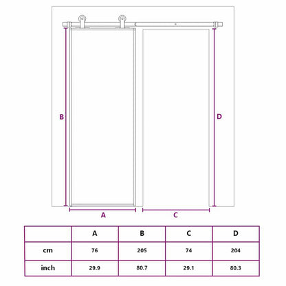 Porta Scorrevole Nera 76x205 cm in Vetro Temperato e Alluminio | homemem39