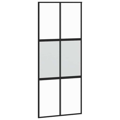 Porta Scorrevole Nera 90x205 cm in Vetro Temperato e Alluminio | homemem39