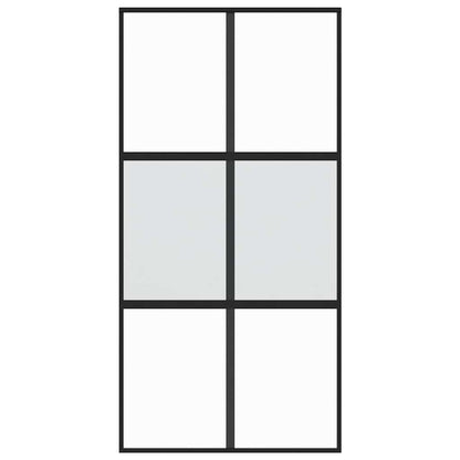 Porta Scorrevole Nera 102,5x205 cm Vetro Temperato e Alluminio | homemem39