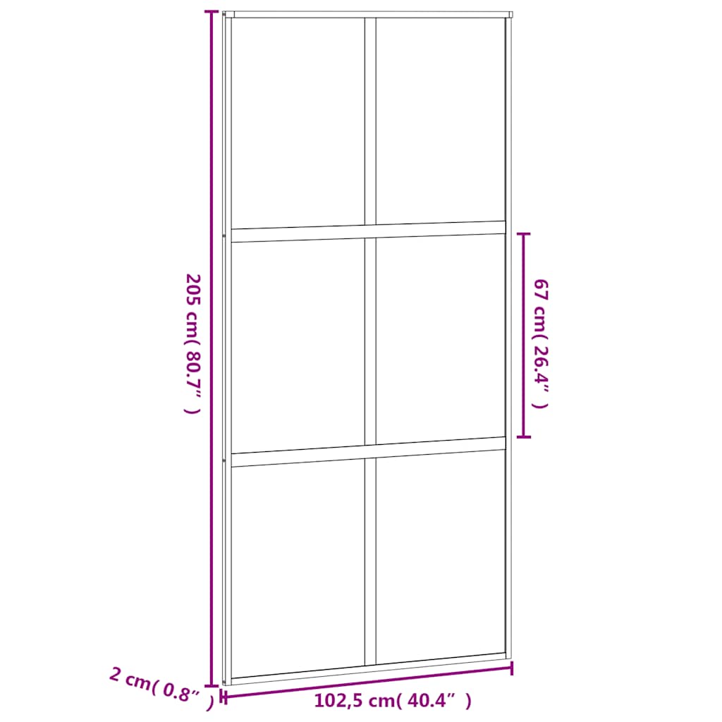 Porta Scorrevole Nera 102,5x205 cm Vetro Temperato e Alluminio | homemem39
