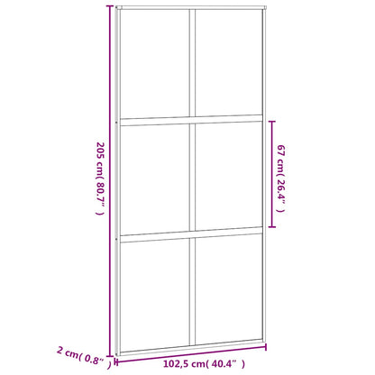 Porta Scorrevole Nera 102,5x205 cm Vetro Temperato e Alluminio | homemem39
