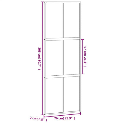 Porta Scorrevole Nera 76x205 cm in Vetro Temperato e Alluminio | homemem39