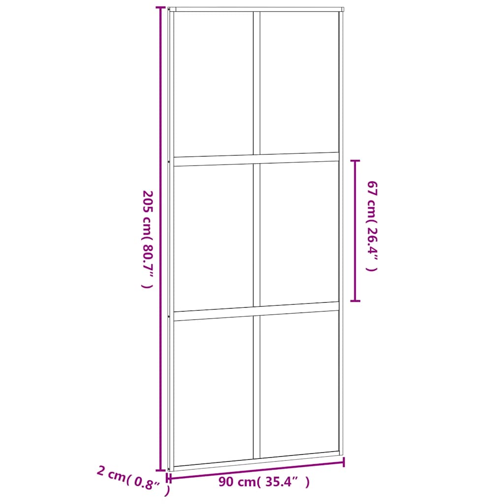 Porta Scorrevole Nera 90x205 cm in Vetro Temperato e Alluminio | homemem39