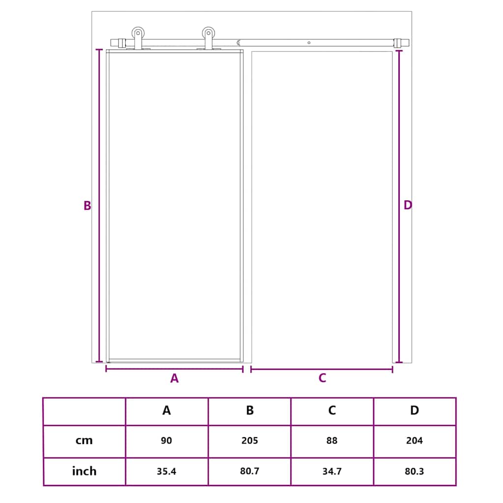 Porta Scorrevole Nera 90x205 cm in Vetro Temperato e Alluminio | homemem39