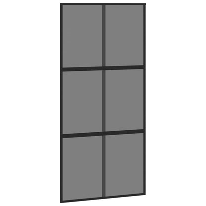 Porta Scorrevole Nera 102,5x205 cm Vetro Temperato e Alluminio | homemem39
